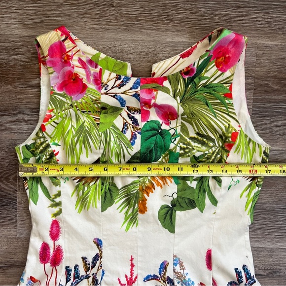 Zara White Cotton Tropical Floral Mini Panel Dress with Back Cutout - Picture 14 of 15